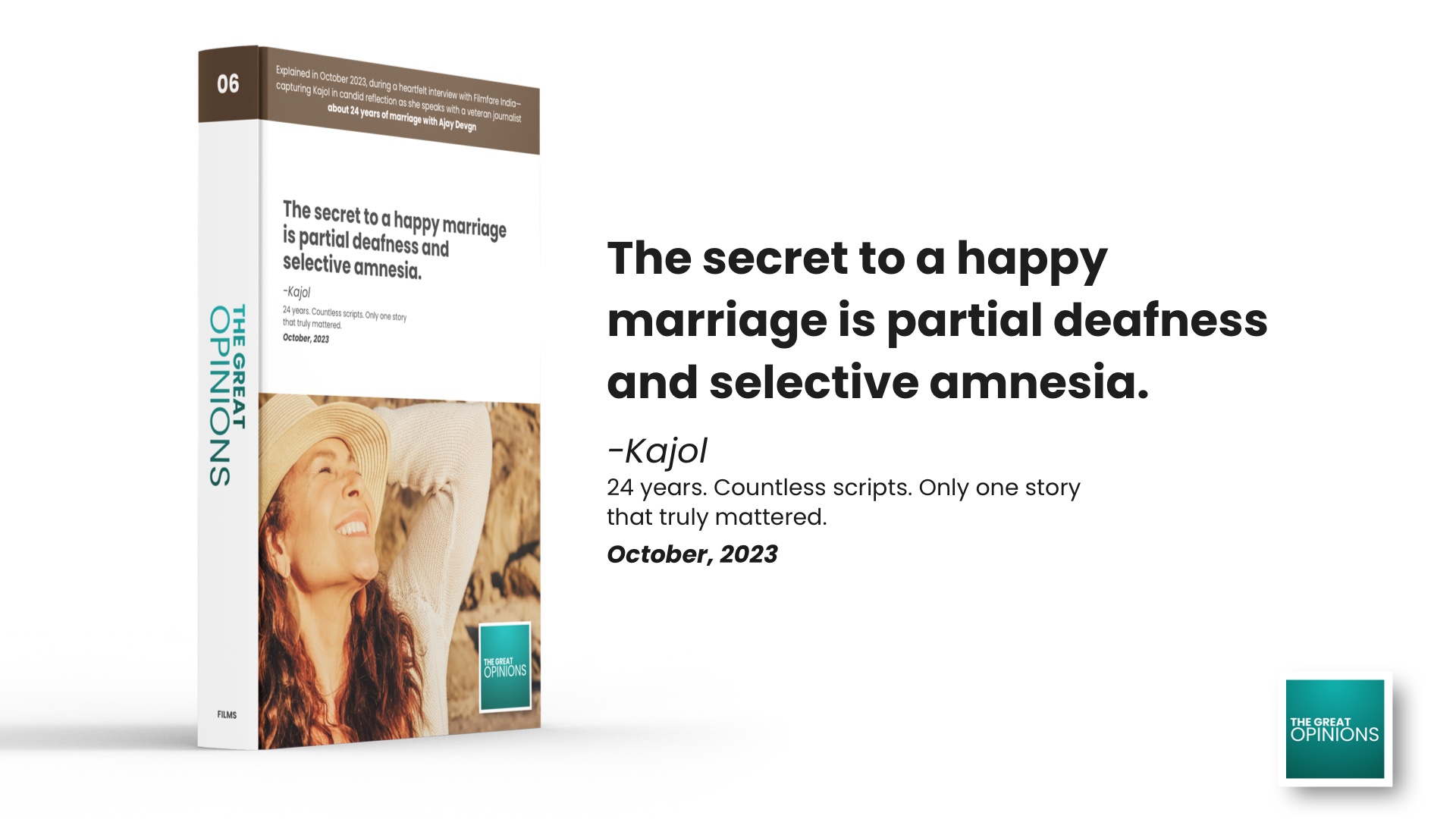 Lady smiling during a candid moment — book cover with quote on marriage