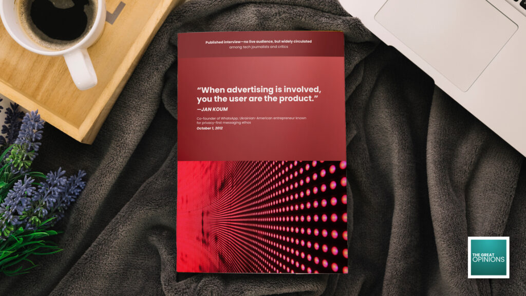 Jan Koum’s anti-advertising quote on book visual