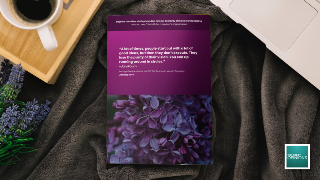 Jan Koum quote on advertising with book mockup
