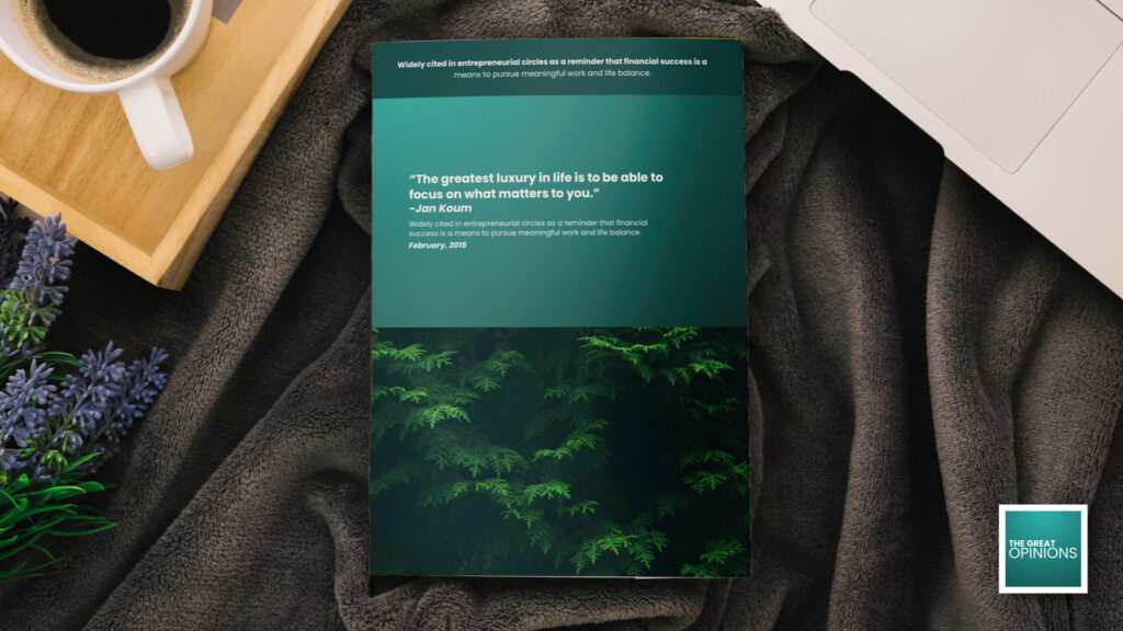 Jan Koum quote about focusing on what matters, book visual