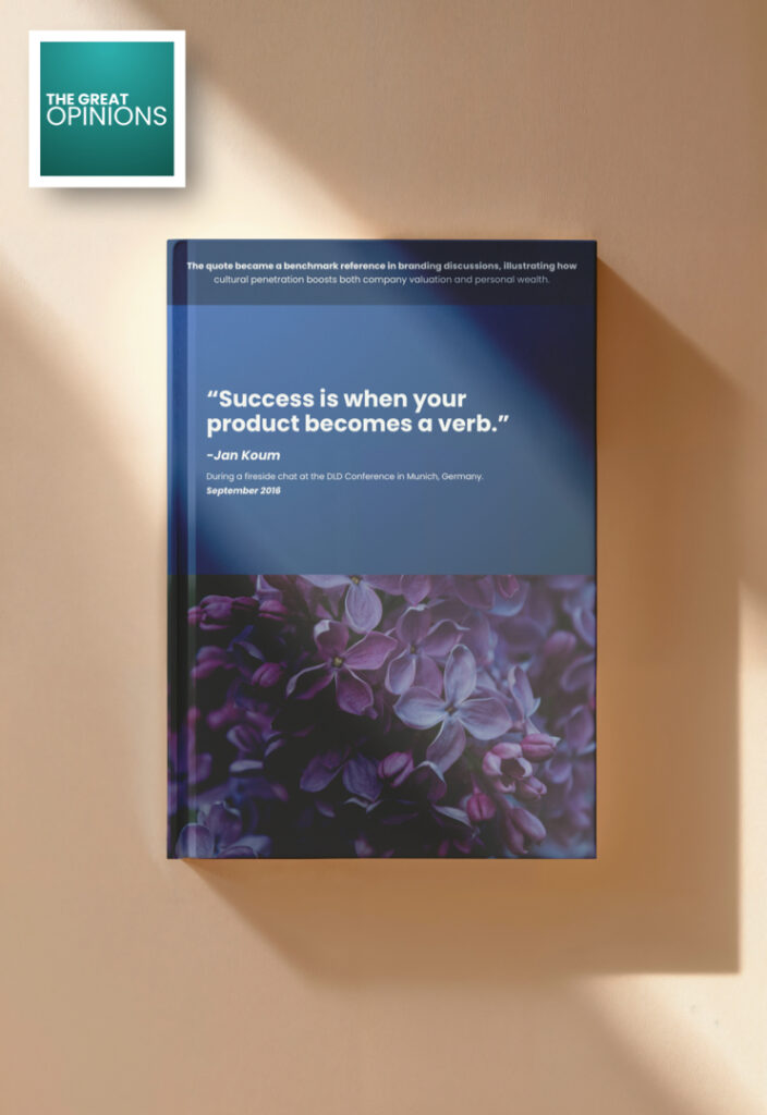 Inspirational Jan Koum success quote in artistic book format