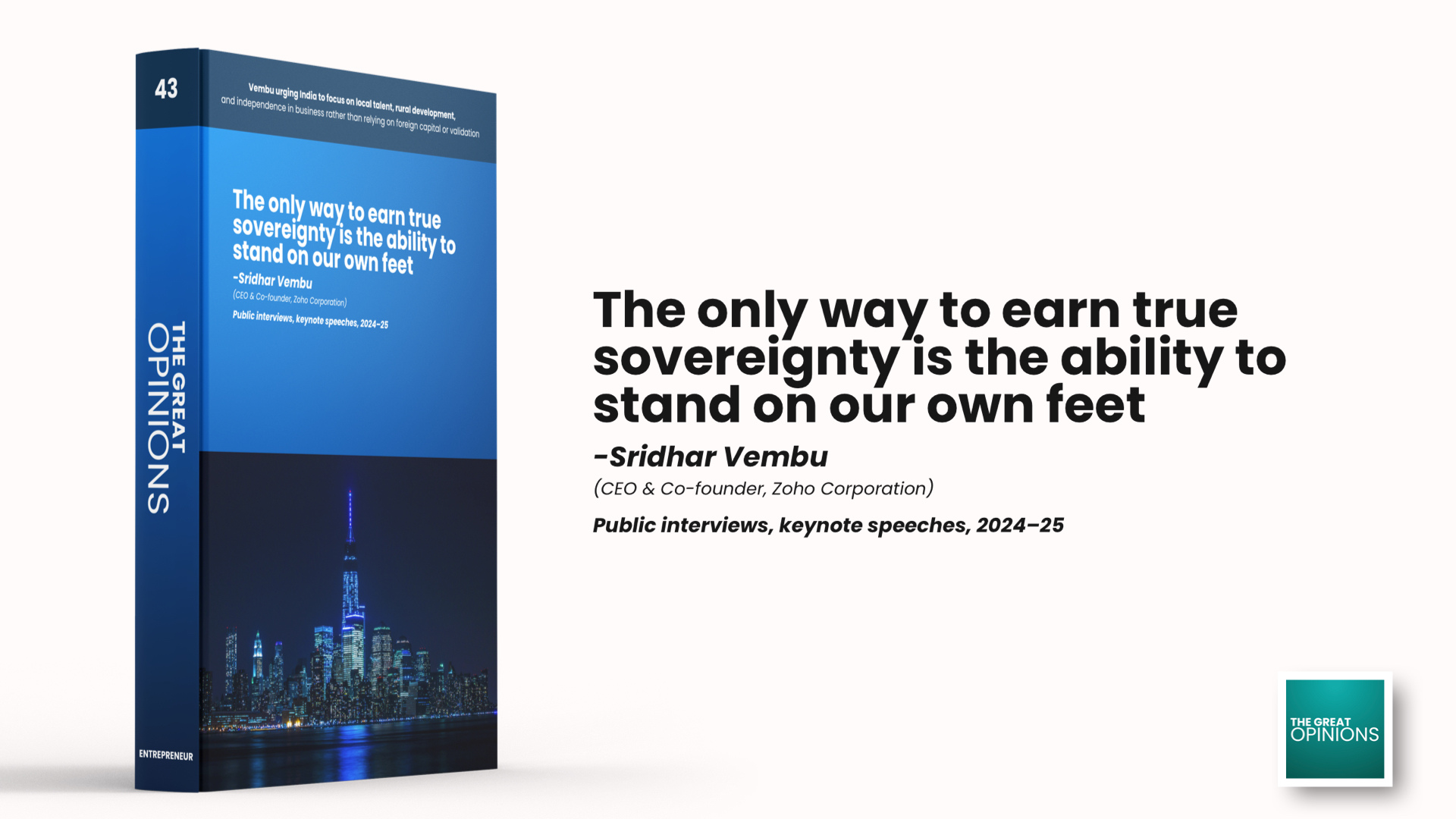 Sridhar Vembu sovereignty quote with city backdrop