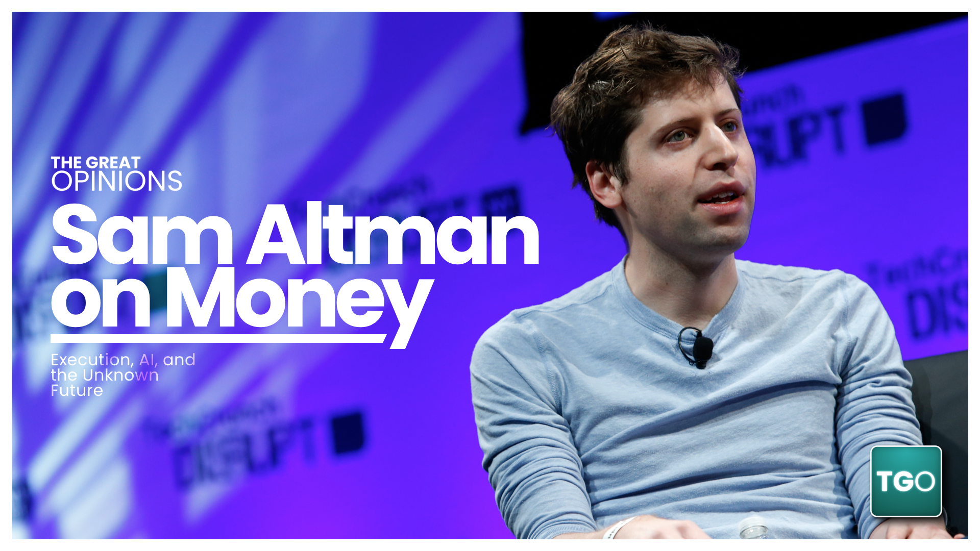 Sam Altman feature visual on money and leadership.