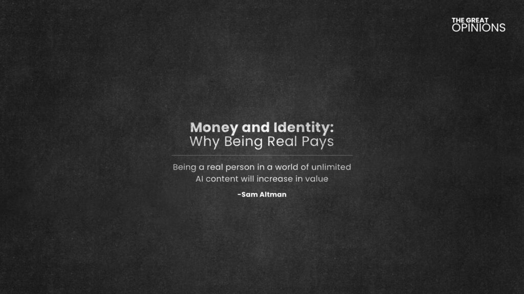 Sam Altman quote on identity and authenticity.